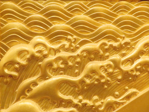 金色海浪浮雕背景墙