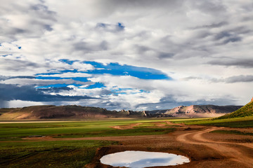 中国西藏阿里高原草原无人旷野蓝