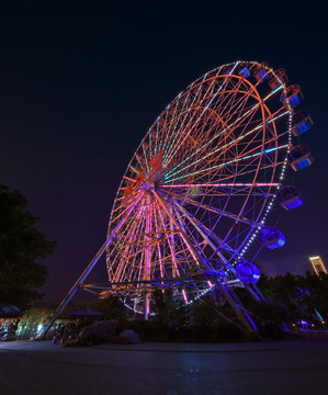 重庆游乐园摩天轮夜景