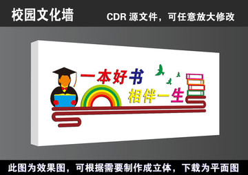 学校好书相伴文化墙宣传展板