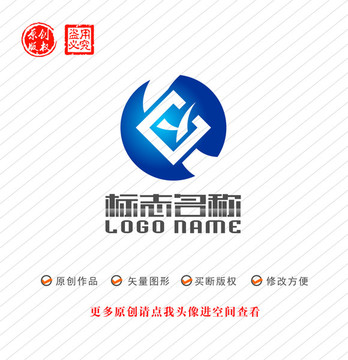 CY字母YC标志铜钱logo