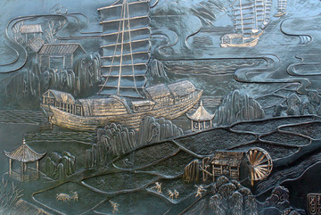 京杭大运河壁画杭州大运河浮雕墙
