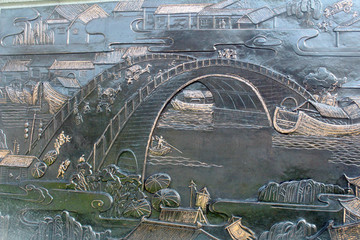 杭州大运河浮雕墙京杭大运河壁画