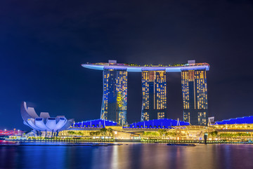 亚洲四小龙新加坡滨海湾夜景