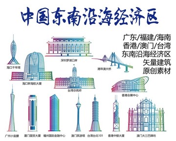 东南沿海经济区标志建筑矢量大全