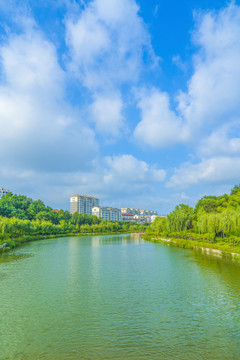 碧水蓝天青州城市风景