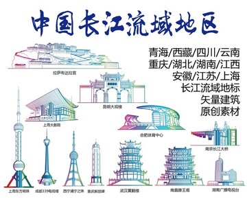 长江流域地区标志建筑矢量大全