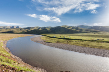 西藏高山原野河流自然风光