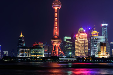 上海陆家嘴建筑群夜景