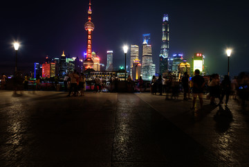 上海陆家嘴建筑群夜景
