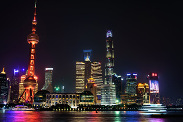 上海陆家嘴建筑群夜景