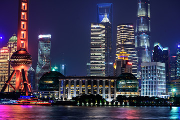 上海陆家嘴建筑群夜景