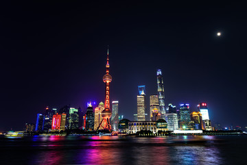 上海陆家嘴建筑群夜景