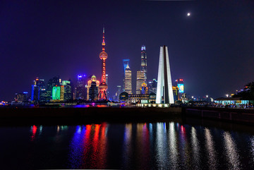 上海陆家嘴建筑群夜景