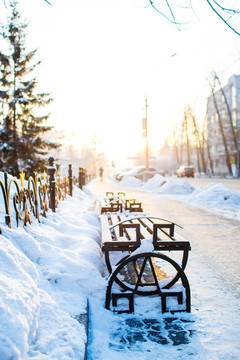 伊尔库茨克的冬季街景