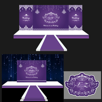 紫色婚礼舞台logo设计