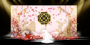 粉白色新中式婚礼设计