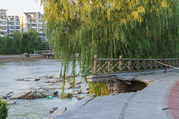 温比亚过后的青州城市受灾河道