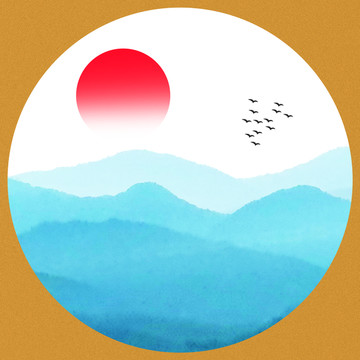 禅意新中式抽象水墨山水装饰画