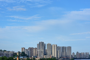 蓝天白云城市建筑群