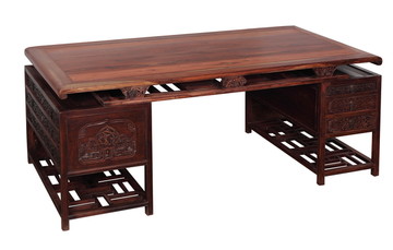 红木雕花书桌