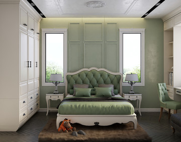 美式现代套色整木定制卧室