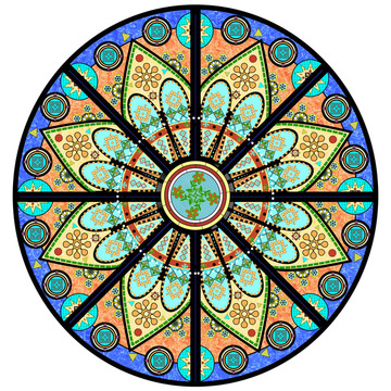 圆形教堂玻璃地毯图案