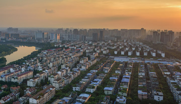 眉山东坡岛湿地城市全景夜景