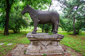 清福陵石像生马左侧全图雕塑
