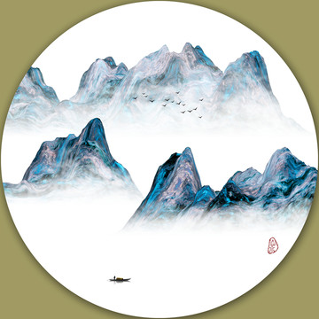 抽象意境山水画装饰画