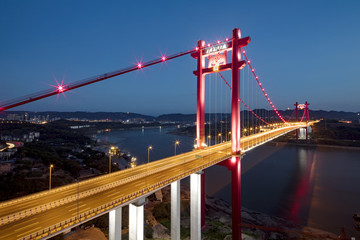 重庆寸滩长江大桥夜景