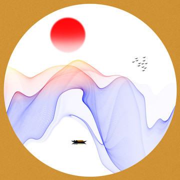 新中式禅意抽象水墨山水装饰画
