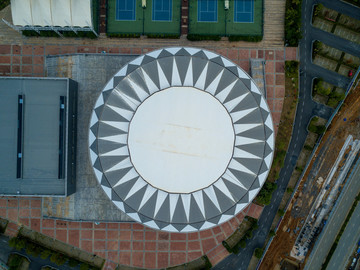 航拍柳州市柳东体育中心网球中心