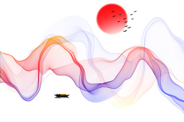 新中式禅意抽象水墨山水装饰画