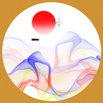 新中式禅意抽象水墨山水装饰画