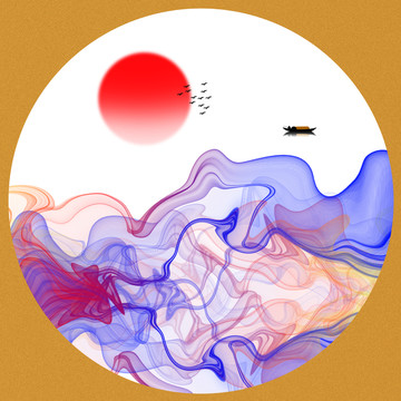 新中式禅意抽象水墨山水装饰画