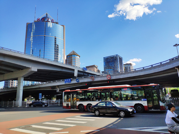 北京国贸立交桥交通街景