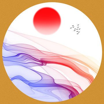 新中式禅意抽象水墨山水装饰画