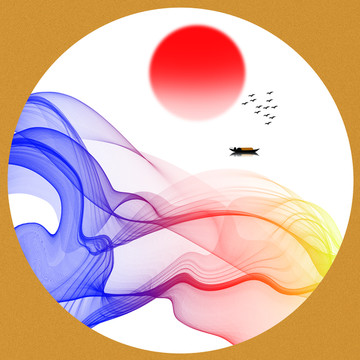 新中式禅意抽象水墨山水装饰画