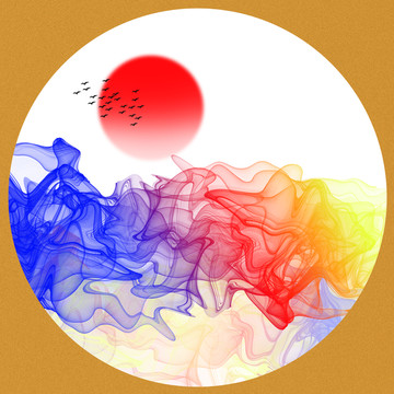 新中式禅意抽象水墨山水装饰画