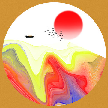 新中式禅意抽象水墨山水装饰画