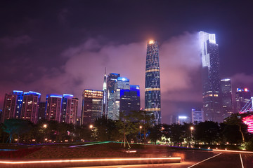 广州花城广场珠江新城夜景