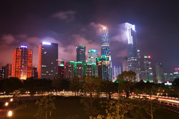 广州花城广场珠江新城夜景