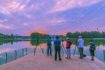 唯美晚霞青州南阳湖风景