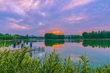 青州南阳湖晚霞风景