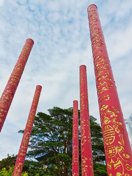 闽江公园中国元素柱子