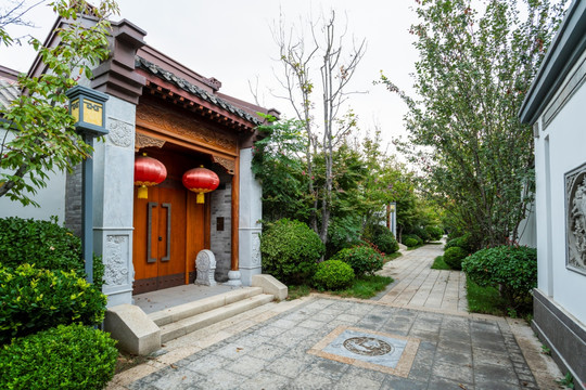 中式建筑庭院大门