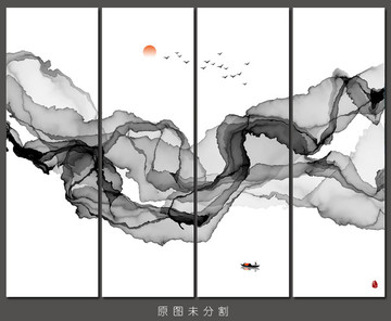 抽象意境水墨山水画