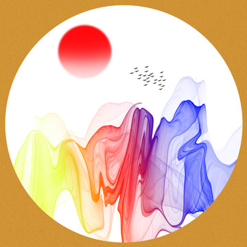 新中式禅意抽象水墨山水装饰画
