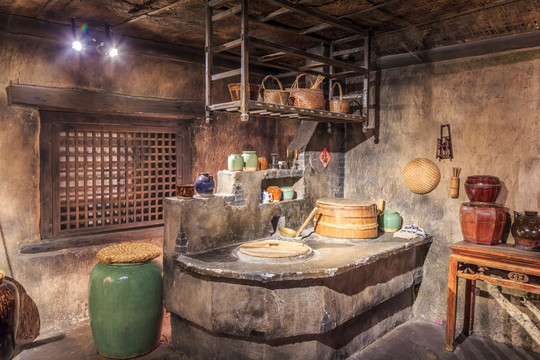 古代厨房老灶台